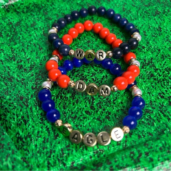Auburn Tigers Beaded Game Day Bracelet Stack Blue & Orange Team War Dam Eagle - Picture 3 of 12